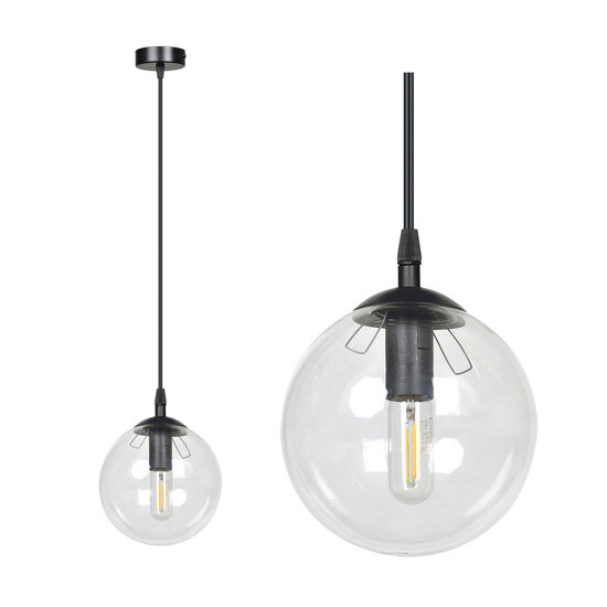 Emibig Emibig Billund schwarz mit transparenter Glühbirne 14 cm Hängeleuchte für Lampe E14 - Stilvolle Beleuchtung für jedes Interieur