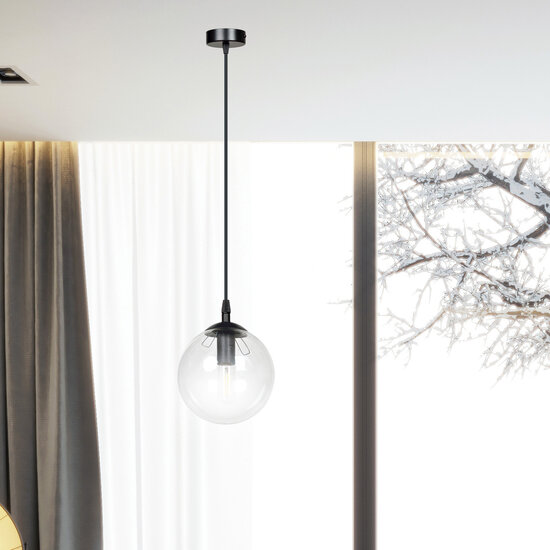 Emibig Emibig Billund schwarz mit transparenter Glühbirne 14 cm Hängeleuchte für Lampe E14 - Stilvolle Beleuchtung für jedes Interieur
