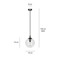 Lampe suspendue Billund noire avec ampoule transparente 14 cm pour lampe E14