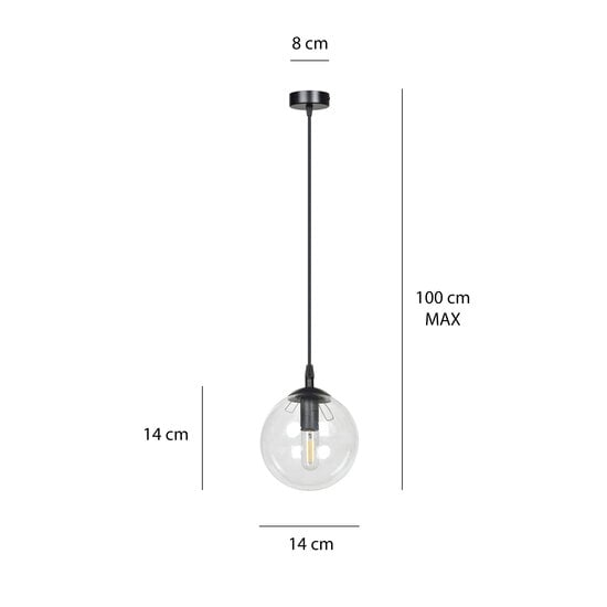 Emibig Emibig Billund black with transparent bulb 14 cm hanging lamp for lamp E14 - Stylish lighting for any interior
