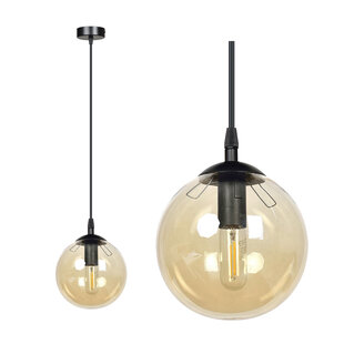 Lampe à suspension Billund boule ambrée 14 cm à hauteur réglable 1x E14