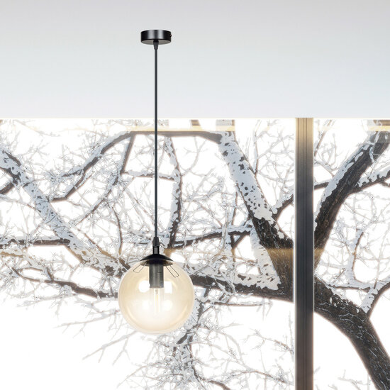 Emibig Emibig Billund amber bol 14 cm hanglamp met regelbare hoogte 1x E14 - Perfecte sfeerverlichting voor elk interieur