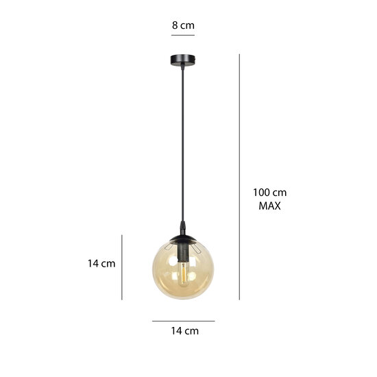 Emibig Emibig Billund Bernsteinkugel 14 cm Hängeleuchte mit verstellbarer Höhe 1x E14 - Ideal für eine gemütliche Atmosphäre