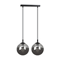 Lámpara colgante Billund doble esfera negra 14 cm cristal ahumado E14