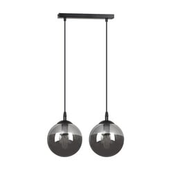 Emibig Hängeleuchte Billund mit doppelter schwarzer Kugel, 14 cm, mit Rauchglas E14