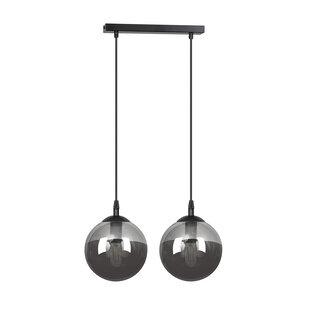 Billund dubbele zwart bol 14 cm hanglamp met gerookt glas E14