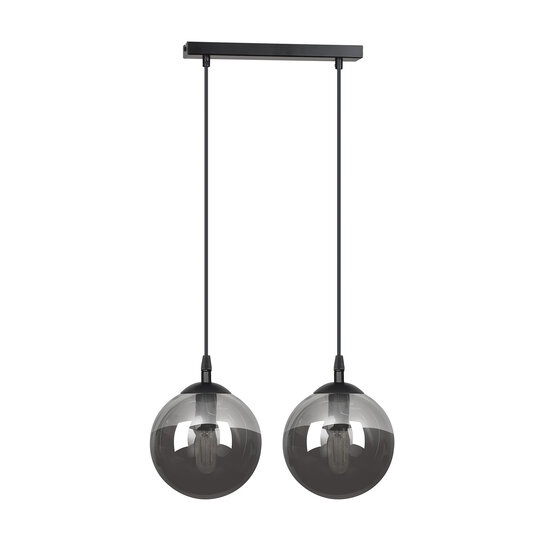 Emibig Emibig Billund dubbele zwart bol 14 cm hanglamp met gerookt glas E14 - Perfecte design verlichting voor elke ruimte