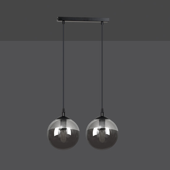 Billund double black sphere 14 cm hanging lamp with smoked glass E14
