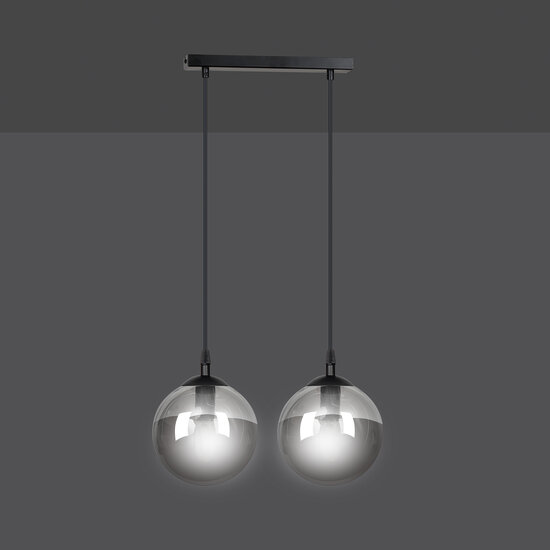 Emibig Emibig Hängeleuchte Billund mit doppelter schwarzer Kugel, 14 cm, mit Rauchglas E14 - Ideale Designbeleuchtung für moderne Innenräume