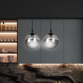 Lámpara colgante Billund doble esfera negra 14 cm cristal ahumado E14