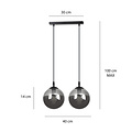 Billund dubbele zwart bol 14 cm hanglamp met gerookt glas E14