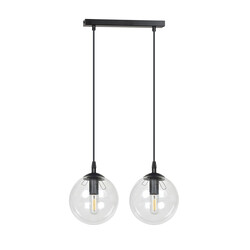 Lampe à suspension Billund noire double avec ampoule transparente 14 cm pour lampe E14