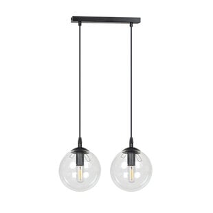 Emibig Billund schwarze Hängelampe doppelt mit transparenter Glühbirne 14 cm für Lampe E14