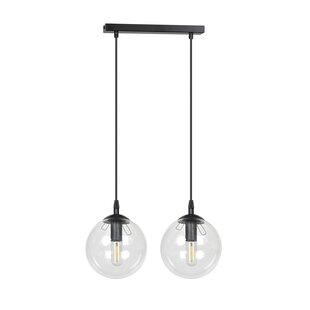 Emibig Billund zwarte hanglamp dubbel met transparante bol 14 cm voor lamp E14
