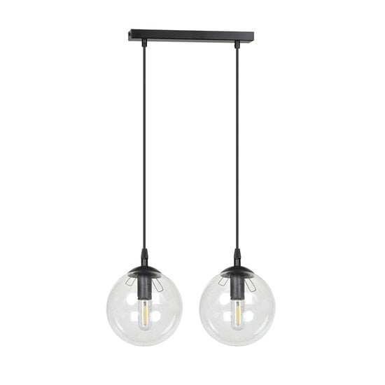 Emibig Emibig Billund black hanging lamp double with transparent bulb 14 cm for lamp E14 - Ideal for stylish lighting in your home