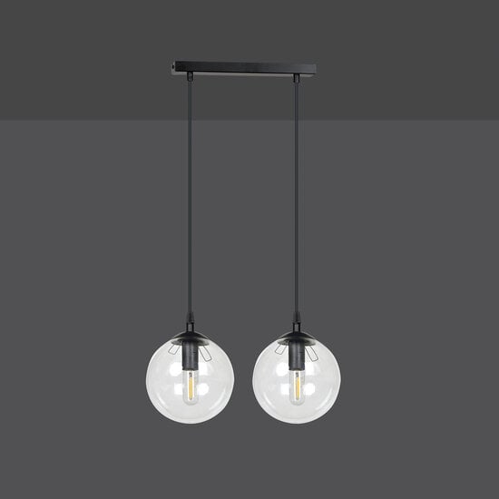 Emibig Emibig Billund black hanging lamp double with transparent bulb 14 cm for lamp E14 - Ideal for stylish lighting in your home