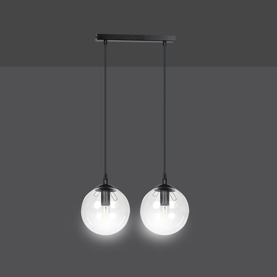 Emibig Emibig Billund black hanging lamp double with transparent bulb 14 cm for lamp E14 - Ideal for stylish lighting in your home
