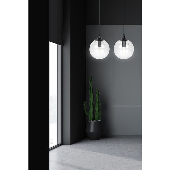 Emibig Emibig Lampe suspendue noire Billund double avec ampoule transparente 14 cm pour lampe E14 - Idéale pour un éclairage élégant dans votre intérieur