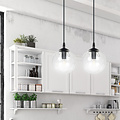 Billund zwarte hanglamp dubbel met transparante bol 14 cm voor lamp E14