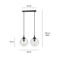 Billund black hanging lamp double with transparent bulb 14 cm for lamp E14