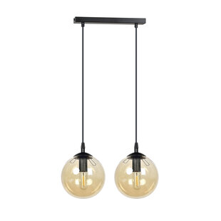 Lampe suspendue Billund 2 lampes sphère ambre 14 cm à hauteur réglable 2x E14