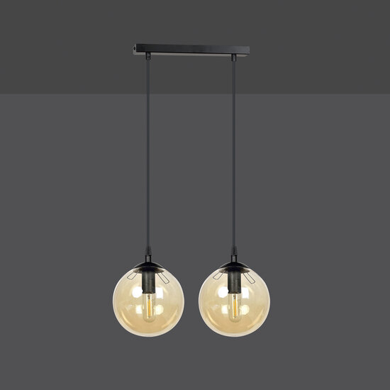 Emibig Emibig Billund 2-flammige Bernsteinkugel 14 cm Hängeleuchte mit verstellbarer Höhe 2x E14 - Ideal für eine warme Atmosphäre in Ihrem Zuhause