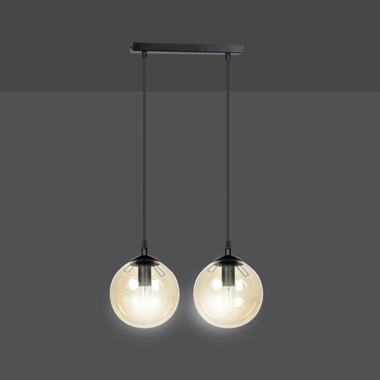 Emibig Emibig Billund 2 lamp amber bol 14 cm hanglamp met regelbare hoogte 2x E14 - Perfect voor sfeervolle verlichting in elke ruimte