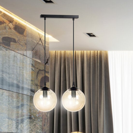 Emibig Emibig Billund 2 lamp amber sphere 14 cm hanging lamp with adjustable height 2x E14 - Ideal for creating a warm atmosphere in your home