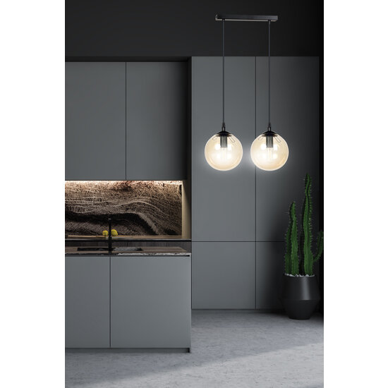 Billund 2-flammige Bernsteinkugel 14 cm Hängelampe mit verstellbarer Höhe 2x E14
