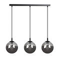 Suspension Billund triple ampoules noires 14 cm avec verre fumé 3x E14