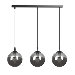Lámpara colgante Billund triple bolas negras 14 cm con vidrio ahumado 3x E14