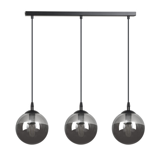 Emibig Emibig Billund triple zwarte bollen 14 cm hanglamp met gerookt glas 3x E14 - Perfecte verlichting voor elke ruimte