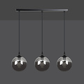 Billund triple black bulbs 14 cm hanging lamp with smoked glass 3x E14