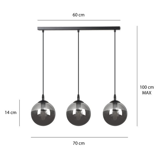 Emibig Emibig Billund Triple Black Bulbs 14 cm Hängelampe mit Rauchglas 3x E14 - Stilvolle Beleuchtung für jeden Raum