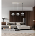 Lámpara colgante Billund triple bombillas negras 14 cm con cristal ahumado 3x E14