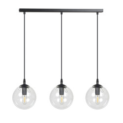 Billund elegante schwarze Hängelampe dreifach mit transparenter Glühbirne 14 cm für Lampe E14