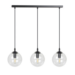 Billund élégante suspension noire triple avec ampoule transparente 14 cm pour lampe E14