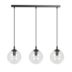 Emibig Billund elegante schwarze Hängeleuchte dreifach mit transparenter Glühbirne 14 cm für Lampe E14