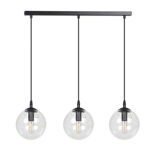 Emibig Emibig Billund elegant black hanging lamp triple with transparent bulb 14 cm for lamp E14 - Ideal for creating a cozy atmosphere