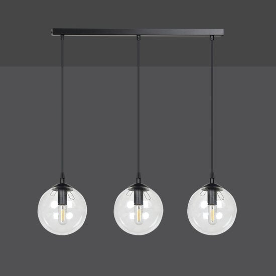 Emibig Emibig Billund elegant black hanging lamp triple with transparent bulb 14 cm for lamp E14 - Ideal for creating a cozy atmosphere