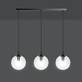 Billund elegant black hanging lamp triple with transparent bulb 14 cm for lamp E14