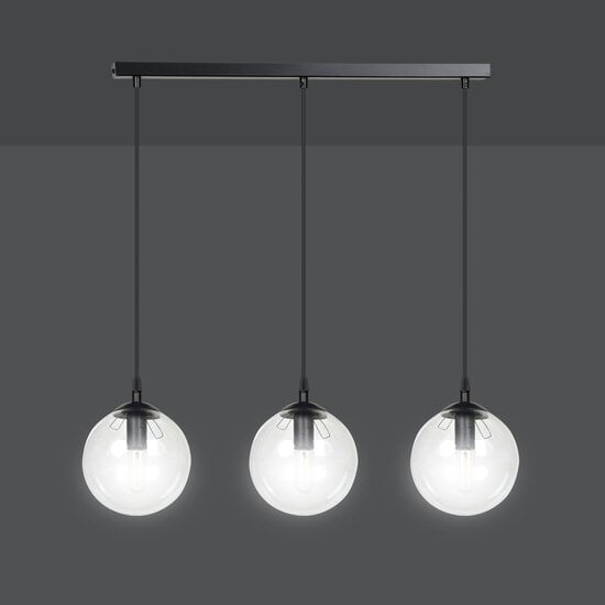 Emibig Emibig Billund elegant black hanging lamp triple with transparent bulb 14 cm for lamp E14 - Ideal for creating a cozy atmosphere