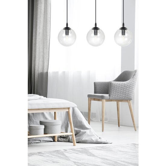 Emibig Emibig Billund elegant black hanging lamp triple with transparent bulb 14 cm for lamp E14 - Ideal for creating a cozy atmosphere