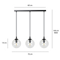 Billund elegant black hanging lamp triple with transparent bulb 14 cm for lamp E14
