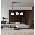 Billund elegant black hanging lamp triple with transparent bulb 14 cm for lamp E14
