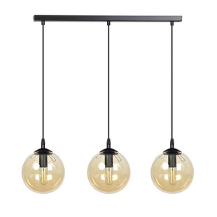 Lampe suspendue Billund 3 lampes sphère ambre 14 cm à hauteur réglable 3x E14