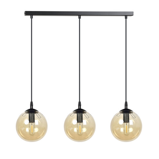 Emibig Emibig Billund 3 lampes sphère ambre 14 cm suspension avec hauteur réglable 3x E14 - Idéal pour créer une atmosphère chaleureuse dans n'importe quelle pièce