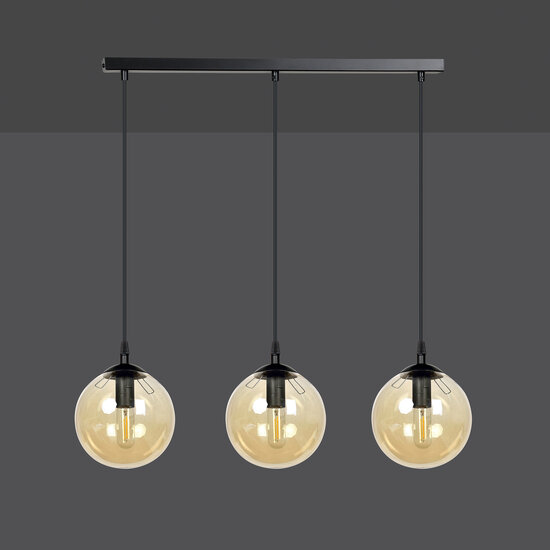 Billund 3 lamp amber sphere 14 cm hanging lamp with adjustable height 3x E14
