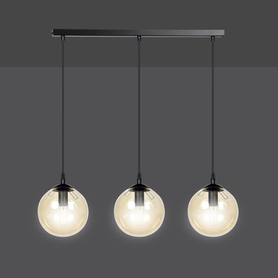 Emibig Emibig Billund 3 lamp amber bol 14 cm hanglamp met regelbare hoogte 3x E14 - Perfect voor sfeervolle verlichting in elke ruimte
