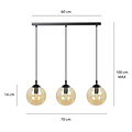 Billund 3 lamp amber sphere 14 cm hanging lamp with adjustable height 3x E14
